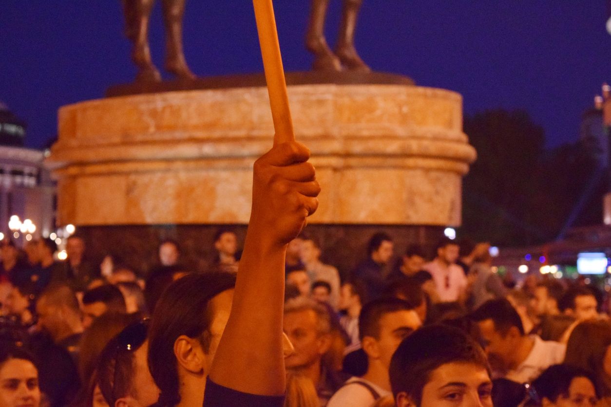 Crowds Protests, Skopje, North Macedonia